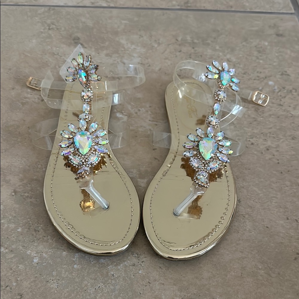Forever New Gold Embellished Sandals
